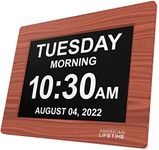 【New 2024】American Lifetime Dementia Clock Large Digital Clock for Seniors, Digital Clock Large Display with custom Alarms Clock with Day & Date for Elderly Large Number Digital Clock Brown Wood Color