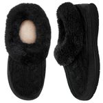 Slippers Women Full Slippers Ladies Memory Foam Slippers Winter Warm Home Slippers(Black,5/6 UK)