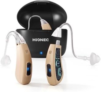 Hionec Rechargeable Hearing Aids for Seniors - 35dB Hearing Amplifier with Noise Cancelling, Feedback Reduction, Comfortable Fit, Long Battery Life (104 Hours), 2 Modes, Easy Operation - OTC BTE Design