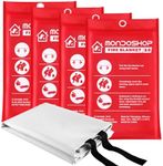 Mondoshop Silicone Fire Blanket for Home - 4Pack 40"x40" Emergency Fire Blankets for Kitchen, Fire Retardant Blankets for Car, Camping, Grill, Office, Warehouse, School, Picnic