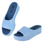 Lemon Jelly Women's Platform Sandals - Cute Water-Friendly Comfort Wedges for the Beach or Casual Wear - Super Lightweight Slip-On Flip Flops for Ladies - Versatile, Chunky Summer Slides - Baby blue