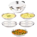 The Indus Valley Stainless Steel Idli/Dhokla/Momo Maker/Multi Pot/Steaming Set | Small, 5 Plates, 23cm/9 inch, 3Ltr, 1.7kg | Nonstick 3-Layer Bottom | Induction friendly, 100% Pure & Toxin-free