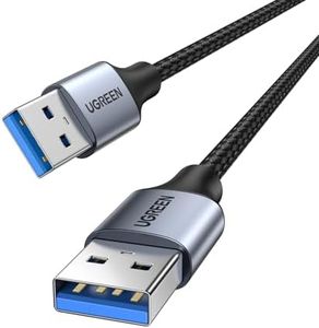 UGREEN USB Cable USB 3.0 A to A Nylon Braided Cables Type A Male to Type A Male 5Gbps Data Transfer Cord Compatible with PC, External Hard Drive, Laptop Cooler, Camera, Printer, TV Box, and More 0.5M