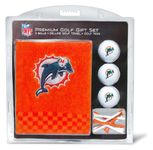 Team Golf NFL Miami Dolphins Gift Set: Embroidered Golf Towel, 3 Golf Balls, and 14 Golf Tees 2-3/4" Regulation, Tri-Fold Towel 16" x 22" & 100% Cotton