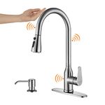 Touch Kitchen Faucet,KEER Smart Kitchen Sink Faucet with Pull Down Sprayer, Touch on Activated Kitchen Bar Sink Faucet Brushed Nickel, Stainless Steel