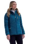 Mountain Warehouse Skyline Womens Hydrophobic Down Jacket - Water Resistant Ladies Coat, Insulated Puffer Jacket, Adjustable - For Travelling & Daily Use Teal Women's Size 20