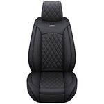 YIERTAI Car Seat Covers Universal Fit Hyundai Santa Fe Sonata Elantra Sorento Sportage Honda Outlander 4Runner Cherokee Wrangler Pickup Truck Waterproof Leather Front Cushions(2 PCS Front, Black)