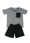 Nirvartaya Boys Stripe Kids T-Shirt And 3/4 Shorts Set White 4-5 Years