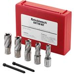 Rotabroach Annular Cutter Set 7pc - RAPK2000 Magnetic Drilling Annular M2AL HSS Steel Cutting Drill Bits 5 piece Kit 14, 16, 18, 20 & 22mm, plus Pilot Pins