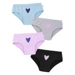 YouGotPlanB Girl's Cotton Blend AllHearts Hipster Panties - Set of 4 | Cotton Blend | Breathable & Strechable | Soft Elastic | Antibacterial & Antimicrobial Multicolour