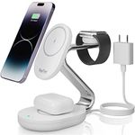 TopTier Products 3 in 1 Mag-Safe Charging Station, 20W Total, 15W iPhone Max Charging, [MFI-Certified], Metal Design, (White)