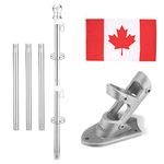 Yeesun Flag Pole,6FT Canada Flagpole with Mounting Bracket and 3’ x 5’ Canada Flag for House Porch & Outdoor Use,360° Tangle Resistant Technology and Wall Mount Flag Pole Kit (Silver)