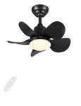 CJOY 22 inch Ceiling Fans with Lights, Ceiling Fans with Lamps and Remote, Dimmable Tri-Color Temperatures LED, 5 Blades Quiet Reversible DC Motor for Bedroom/Kids Room, Black