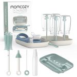 Momcozy 7 in 1 Bottle Cleaning Kit - Baby Bottle Cleaner Set with Silicone Brush, Nipple Brush, Straw Brush, Soap Dispenser, Drying Rack - Home and Travel Bottle Cleaning Tools for Infants