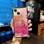 LuxuryKase LK157 Gradient Laser Marble Texture Square Case Cover for iPhone 15 Plus (TPU | Pink)