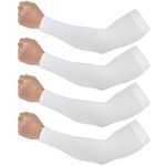 Tyqour 4 Pairs Uv Sleeves for Men Women, White Sun Protection Arm Sleeve Cooling Compression Arm Sleeves for Driving, Golfing, Fishing, Cycling, Hiking, Doing