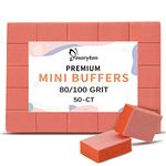 Maryton Mini Nail Buffer Blocks - 80/100 Grit Professional Salon Orange Buffers - Buff Nails Prior to Application of Gel Polish, Acrylic, 50 Count