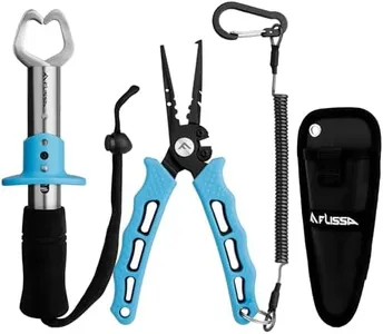 FLISSA Fishing Pliers, Fish Gripper, 2PCS Fishing Tool Kit Includes Multifunctional Fishing Pliers Hook Remover with Sheath and Stainless Steel Fish Lip Gripper, Fishing Gift