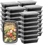 TABLECARE Pack of 10 (500 ML) Disposable Rectangle Disposable Meal Prep Container, Boxes with Lid Food Storage | Delivery | Microwave Safe | Reusable | Take Away | Freezer Safe | Black Color