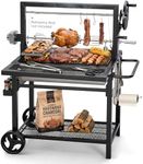 MFSTUDIO Santa Maria Grill, Charcoal & Wood BBQ Grill with Adjustable Height & Dual Porcelain-Enameled Charcoal Trays, Large Outdoor Open Fire Grill for Backyard, 666 SQ.IN. Cooking Area