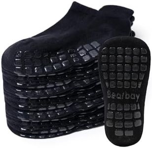 Bearbay Baby Non Slip Ankle Socks with Grippers (9 Pair) for 0 months-7 years old Walking Socks for Infant Toddler Kids Boys Girls