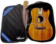 Journey Instruments Solid Acacia Koa Travel Guitar – OF882C Traveling Acoustic-Electric Guitar with Collapsible Patented System – Portable Backpack Case (Overhead)