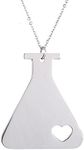 AOCHEE Love Science Erlenmeyer Flask Chemistry Necklace Jewelry, Metal