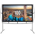 KHOMO GEAR Portable Projector Screen - 100 Inch Projector Screen with Stand - Outdoor and Indoor Projector Screen for Movie Nights, Home Theatre, and Presentations - Front and Rear Projection Screen