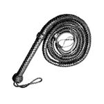 Rovadik Indiana Jones Style Genuine Leather Handmade Bullwhip, Nylon para-Cord, Belly Bolster Construction - Outdoor Sport, Roleplay, Showpiece, Costume Prop (Hunter) (Black, 8 ft)