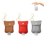 Pcmursal 3 Pcs Hand Sanitizer Empty Bottles Travel Holder Bottle Cute Portable PU Leather Hand Sanitizer Keychain Leakproof for Traveling Shampoo Lotion