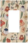 Vintage Mushroom Flora Yellowish Orange Bohemian Hippie 1 Gang Single Rocker Decora GFCI Light Wall Plate Switch Plate Covers Lightswitch Faceplate Art Decorate