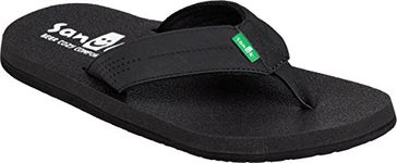 Sanuk Men's Beer Cozy Coaster Flip-Flop, Black, 11 M US