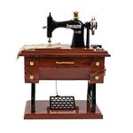 AUEAR, Vintage Mini Musical Sewing Machine Music Box Mechanical Birthday Gift Table Decor