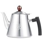 1.2L Tea Teapot, Stainless Steel Teapot Coffee Pot Silver with Silicone Handle Heat Resistant for Kitchen, Cafeteria, Hotel, Restaurant and Office.(Matte)