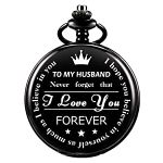 DSR" to My Husband Pocket Watch for Lovers Birthday Anniversary with Small Box (Gift to My Husband-Black)