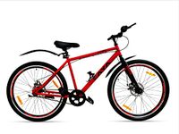 CAYA Hydra 27.5T Cycle for Men & Women with Dual Disc Brakes/Steel Frame 18" Inches with 90% Assembled Unisex Cycle Tyre 27.5" Inch/Bicycle Ideal for 15+ Adults - (Red)