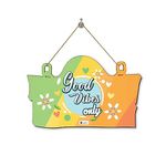 Indigifts Abstract Welcome Sign Board for Home Good Vibes Only Printed Wall Hanging | Sign Board for Living Room/Home/Office| Standard | Size: 11.05 Inches x 7 Inches (28x18 cm)