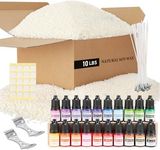 SAEUYVB Soy Wax for Candle Making，10 lbs Natural Soy Wax Pellets with 20 Color Liquid Dye, 20 Cotton Wicks,Complete Candle Making Supplies for Adults- Ideal for Home Decoration & DIY Gifts