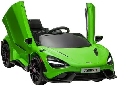 AIYAPLAY McLaren 765LT Licensed Electric Car for Kids with Butterfly Doors, 12V Kids' Electric Ride on with Remote Control, Transport Wheels, LED Lights, MP3 Music, Horn, for 3-6 Years, Green