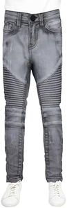 X RAY Boys Denim Jeans (4-20), Big Boy & Little Kids Stretch Slim Fit Pants, Distressed Ripped Biker Jeans for Boys, Grey, 7