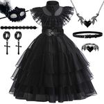 Princess Costumes for Girls, Black Dress Kids with Gothic Jewellery, Costume for Carnival Party Halloween Cosplay