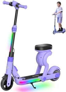 ECOROAD 2-in-1 Kids Electric Scooter EK8,200W Motor & 9 Miles Range,Up to 10 MPH,Dual Brake System,Bluetooth Music & Foldable & Adjustable Height, for Kids Ages 6-12(Purple)