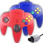 Tevodo N64 Controller, Upgraded Joystick Classic Wired Controller Compatible with N64 Console (Red and Blue)