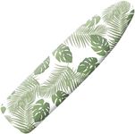 Extra Thick Ironing Board Cover and Pad, 15x54 Ironing Board Cover, Resist Scorching and Staining,Elastic Edges,Green Leaves Tropical Palm Leaf