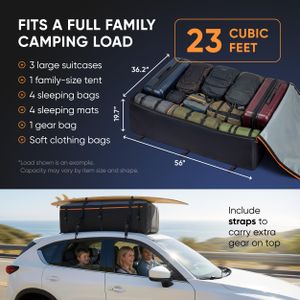 BagMate Roof Cargo Bag 23 cu ft – Waterproof Heavy-Duty 840D PVC, Fits All Cars & SUVs, Includes Mat & Storage Bag