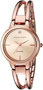 Anne Klein Women's AK/2626RGRG Diamond-Accented Dial Rose Gold-Tone Open Bangle Watch