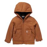 Carhartt Baby Boy's Insulated Hooded Canvas Zip-Up Jacket, Brown, 24 Months