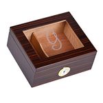 Personalized Cigar Humidor, Premium Engraved Wooden Cigar Box with Humidifier Holds Up to 56 Cigars, Tempered Glass Top Cedar Wood with Hygrometer & Divider Mens Gift