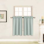 Better Home Style 100% Blackout 2 Tiers Window Treatment Curtain Insulated Drapes Short Panels for Kitchen Bathroom Basement RV Camper or ANY Small Window M3036 (Slate Blue, 2 Panels 28"W X 36"L Each)