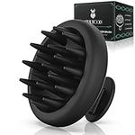 VIKICON Scalp Massager for Beard/Hair Growth, 100% Silicone Beard Shampoo Brush for Men w/Soft & Flexible Bristles for Hair Care &Head Relaxation, Scrubber/Exfoliator for Dandruff Removal (Black)